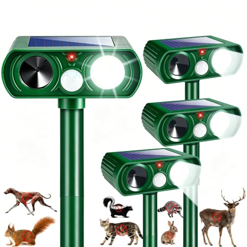 Ultrasonic Deer Repeller Solar Powered Raccoon Deterrent Skunk Repellent - color: green
