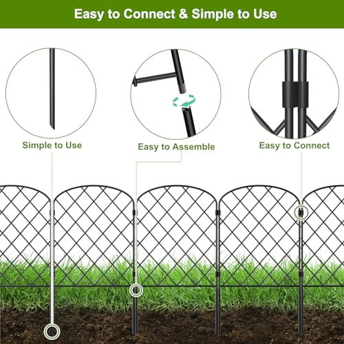 PINPON 19Pack 20ft Garden Fence 24in High Rustproof Metal Barrier Yard - size: 20ft-19pack