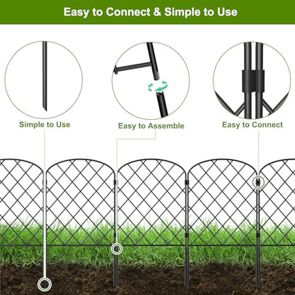 PINPON 19Pack 20ft Garden Fence 24in High Rustproof Metal Barrier Yard - size: 20ft-19pack