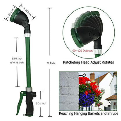 Heavy Duty 21 Inch Watering Wand with Pivoting Head, Adjustable Water Sprayer Wand with Ergonomic Handle, Spray 6 Watering Patterns, Perfect for Watering Hanging Plants - size: 21 Inch