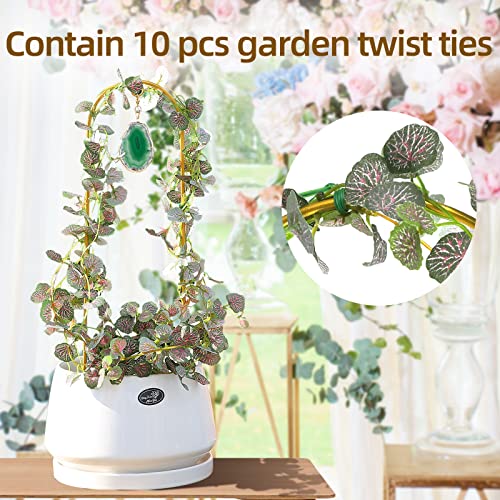 2PCS Small Gold Plant Trellis for Indoor Potted Climbing Plants with Agate - color: 03-Green Rosered