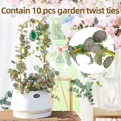 2PCS Small Gold Plant Trellis for Indoor Potted Climbing Plants with Agate - color: 03-Green Rosered