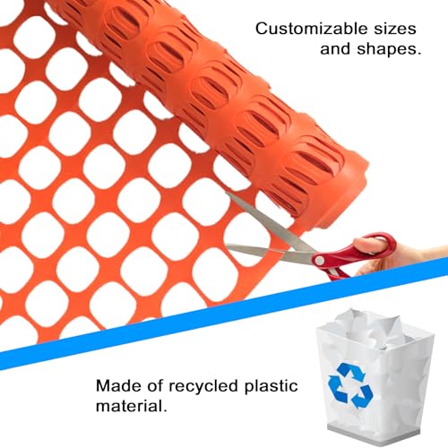 Temporary Fencing, Plastic Mesh 3.3'x164' Roll with 100pcs Ties, Reusable Garden Fencing for Dog, Deer Fences, Construction, Animal Barrier, Poultry, Snow Fence, Orange