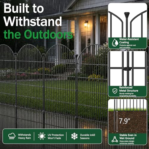 No Dig Garden Fence Panels, Dog Fence Outdoor for Yard, 12 Pack - size: 32in(H) x 29ft(L)