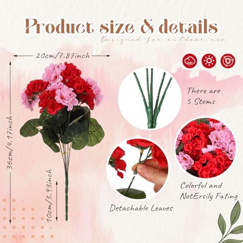 Suncalla 3 Set Artificial Geranium Flowers with Hanging Baskets - color: Colorful, size: Geraniums