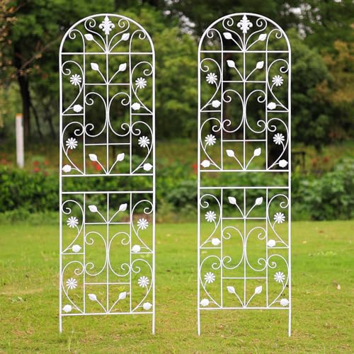 70.8" Metal Garden Trellis for Climbing Plants, 2 Pack White - color: White