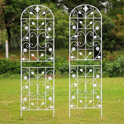 70.8" Metal Garden Trellis for Climbing Plants, 2 Pack White - color: White