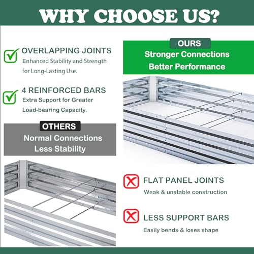 Galvanized Raised Garden Bed 8x4x1ft Single Unit - size: 8x4x1ft (1 PC)