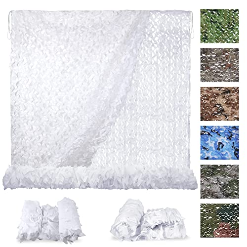 Sposuit Camo Netting - Camouflage Net 10x20 20x20 10x10 5x10 5x20, Military Camo Netting for Hunting Bulk Roll, Camo Tarp Sunshade Net for Party Decorations, Sunshade, Camping Ghillie Netting - color: White, size: 5ft x 26ft(1.5M x 8M)