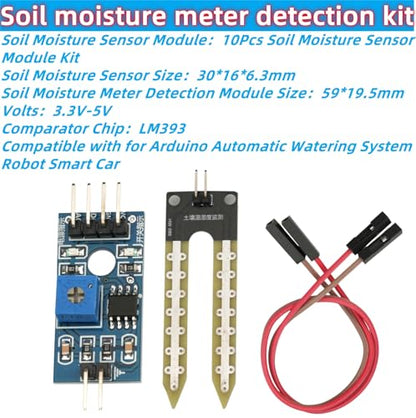 10Pcs Soil Moisture Sensor Kit LM393 3.3-5V