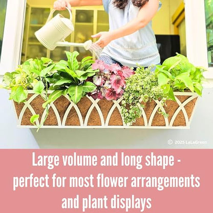 LaLaGreen Rustic Wall Planter (24 in, 2 Pack) White Rectangular Window Box - size: 24 Inch x 2 Pack