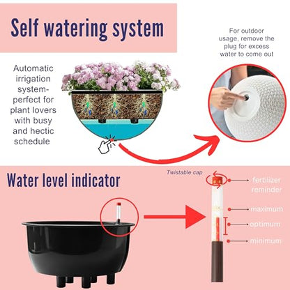 LaLaGreen Hanging Planters (11in, 3 Pack) Self-Watering Hanging Flower Pots - color: Brown X 3