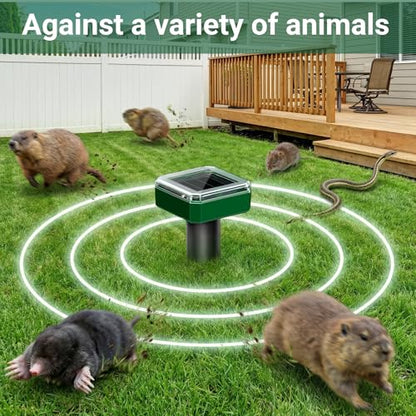 Mole Repellent for Lawns Solar Powered, 8 Packs Ultrasonic Mole Stakes for Yard, IP65 Waterproof Gopher Repellent to Get Rid of Gopher, Vole and Snake for Lawn Garden Yard Farm