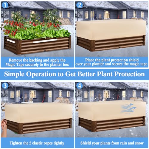 Plant Covers Freeze Protection 2 Pack with Elastic Drawstring & Magic Tape, 3.54 oz/yd² Cold Winter Frost Blanket Planter Box Cover for Raised Garden Bed Flower Pot, 43.3 x 15.7 x 17.7INCH - size: 43.3 x 15.7 x 17.7 Inch with Hook-and-Loop Closure