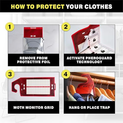 Catchmaster Clothes Moth Traps 6 Pack, Odorless Pheromone Trap for Closets - color: Red