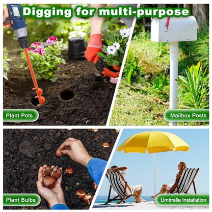 Insaga Auger Drill Bit for Planting 3''x32'' Garden Earth Auger 3mm Thicker Drill Augers for Digging Holes Heavy Duty Auger Post Hole Digger for Bulb, Flowers, Plants - Fits 3/8" Hex Drive Drill - size: 3x32''