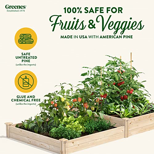 Greenes Fence Original Pine Raised Garden Bed, 4' x 8' x 7-10.5" - Made in USA with American Pine - size: 4' W x 8' L x 7-10.5" H