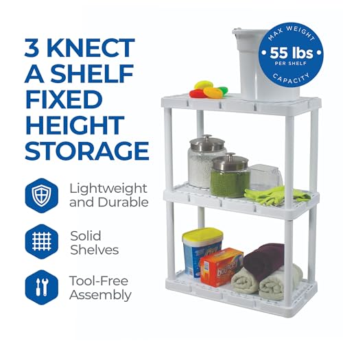 Gracious Living Knect-A-Shelf 3 Shelf Solid Light Duty Storage Unit, White - color: 3 Shelf - White, size: 1 Pack