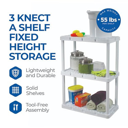 Gracious Living Knect-A-Shelf 3 Shelf Solid Light Duty Storage Unit, White - color: 3 Shelf - White, size: 1 Pack
