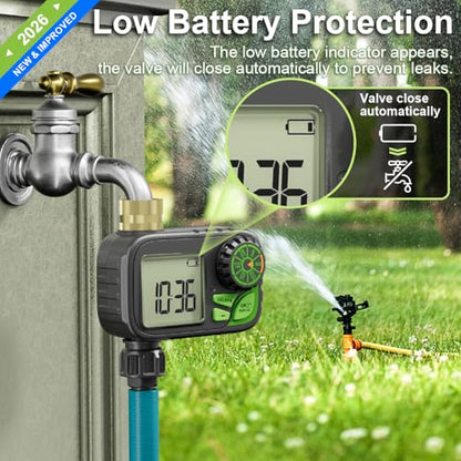 Sprinkler Timer Programmable Water Hose Timer with Rain Delay, Brass Inlet - color: Gray