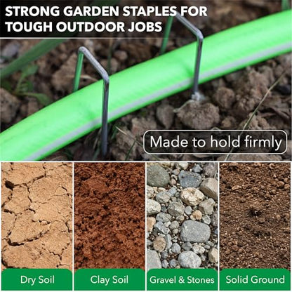 UNCO- Galvanized Landscape Staples, 6 Inch, 500 Pack, Garden Staples, U-Shaped Landscape Pins for Weed Barrier Cover, Ground Cover