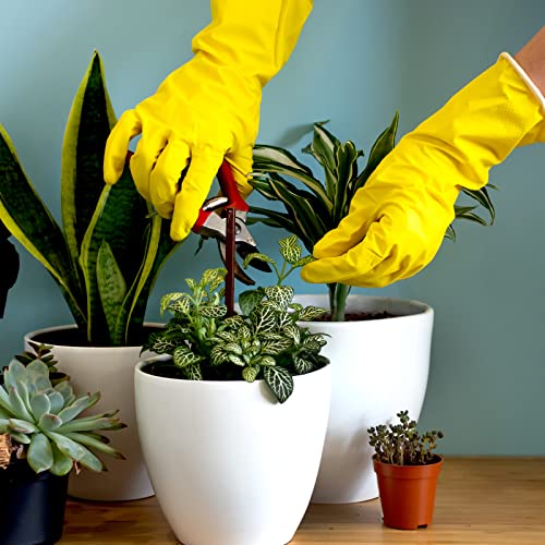 Bamllum Rubber Kitchen Dishwashing Gloves - 4 Pairs Colorful Reusable Household Cleaning Gloves for Washing Dishes and Cleaning Tasks, Flexible Long-lasting and Non-Slip (Large, Blue+Pink+Yellow+Red) - size: Large