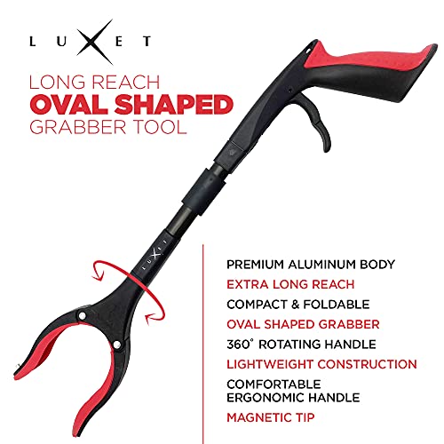 Grabber Reacher Tool 19 Inch Long, Foldable Pick Up Stick - Strong Grip Magnetic Tip - Heavy Duty Trash Picker Claw Reacher Grabber Tool Elderly Wheelchair Mobility Aid (Red) - color: Red