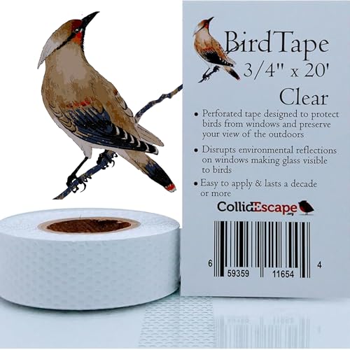 COLLIDESCAPE Spiderweb Clear BirdTape for Windows (3/4" x 20' - Covers 1 to 2 panes) | Bird Tape Decals to Prevent Bird Strike Prevention for Glass | Clear - size: 3/4 x 20'