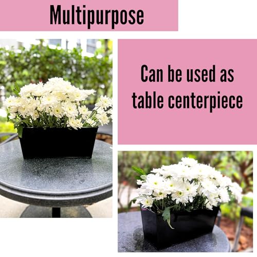 LaLaGreen Hanging Rail Planter (16 in, 5 Pack) Black Metal Deck Fence Pots