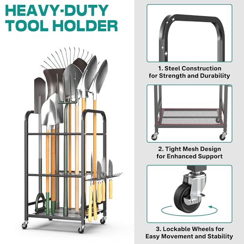 EVERHANGER Garden Tool Organizer and Storage, Yard Tool Stand - size: Small