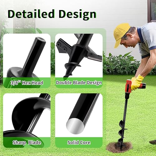 Auger Drill Bit for Planting,Heavy-Duty Garden Auger Spiral Drill Bit with Dual Sharp Blades,Bulb Planter Tool & Plant Hole Digger,Planting Auger for Cordless Drill,Tulip Planter Bit 4"x24" - size: 4"x24"