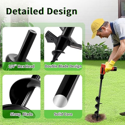 Auger Drill Bit for Planting,Heavy-Duty Garden Auger Spiral Drill Bit with Dual Sharp Blades,Bulb Planter Tool & Plant Hole Digger,Planting Auger for Cordless Drill,Tulip Planter Bit 4"x24" - size: 4"x24"