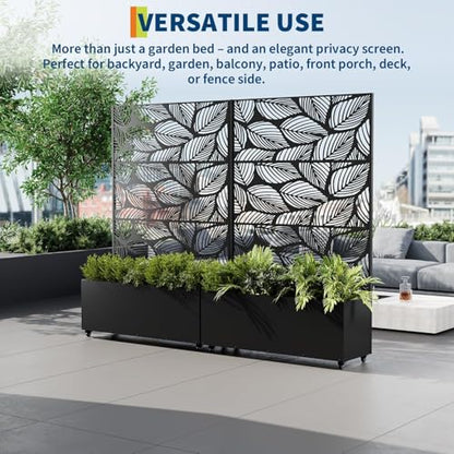 Garvee Metal Raised Garden Bed with Trellis and Wheels, 71"x47"x16" - color: Birch Leaf, size: with wheels