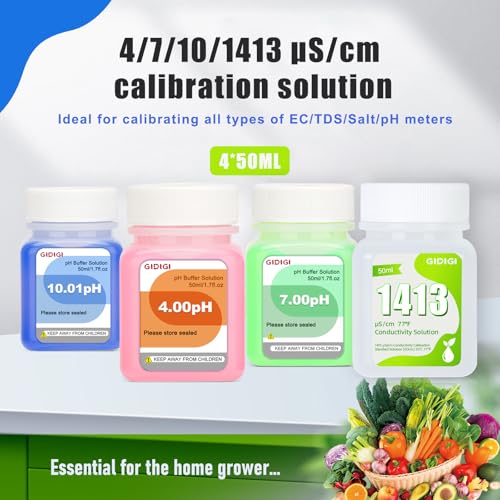 EC Calibration Buffer Solution 1413µS/cm and pH4/7/10,TDS Buffer Kit - color: Green
