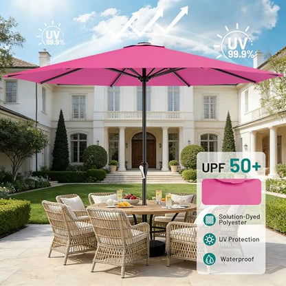 AreShark 12FT Large Outdoor Patio Umbrella, Pool Umbrellas, Rose Pink - color: Rose Pink, size: 12FT