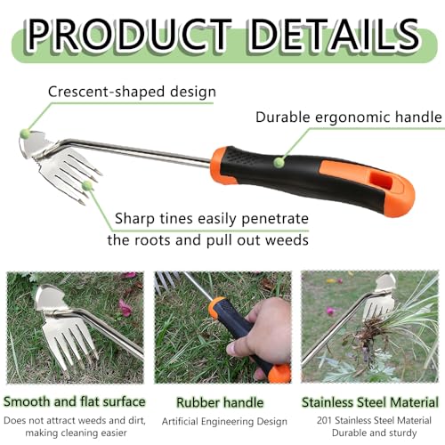 Weed Puller Tool, Multi-Purpose 5 Teeth Weed Remover Tool for Gardening