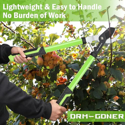 23" SK5 Dual-Blade Loppers Cuts 2" Dry/Wet Branches - Triangular Steel Tube & SecureLock, Heavy Duty Tree Trimmers Green/Black