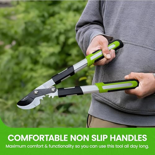 GARDEN GURU Bypass Loppers Tree Trimmer Clipper 3X Cutting Power Gardening Loppers Pruning Shear, Comfort Grip Handles, High Carbon Steel Blade, Heavy Duty Branch Cutter, Cut Thick Branches w Ease (4) - size: 4 Pack, style: Power Bypass Loppers