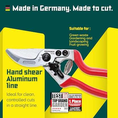 BERGER Hand Shear Aluminum 1114 with Light-Weight Handles Garden Shear with Exchangeable Blades - size: 22x6.5x2.5 cm