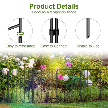 PINPON 25-Pack Square Garden Fence 24inH x 27ftL Rustproof Animal Barrier - size: 27ft-25pack