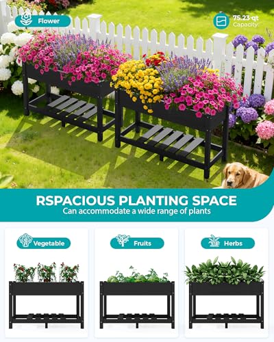 SERWALL Raised Garden Bed with Legs Set of 2-Black - color: Black, size: 2 pack