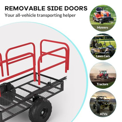 Garvee Heavy Duty Dump Trailer Cart for Lawn Tractor & ATV, 1700 Lbs Capacity 17 Cubic Feet with Removable Sides, Pull Behind Utility Garden Trailer for Yard Work - size: Style B
