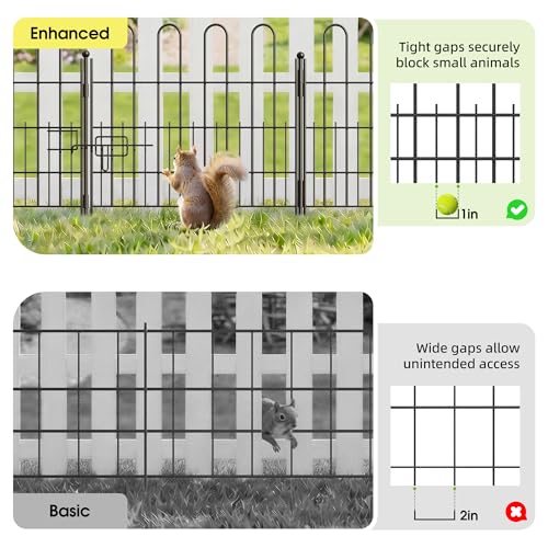 Bepatio Garden Fence with Gate, 5 Panels 24in x 10ft Metal Animal Barrier - size: 5 Panels 24in(H)x10ft(L)-With Gate
