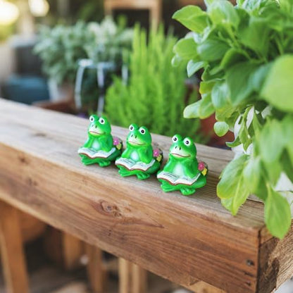 3Pcs Frog Plant Riser, Pot Feet for Outdoor Planters, Resin Frogs Figurine Statue Holder, Flower Pot Feet, Plant Stand Riser Support for Outside Inside Planter Decoration Accessories