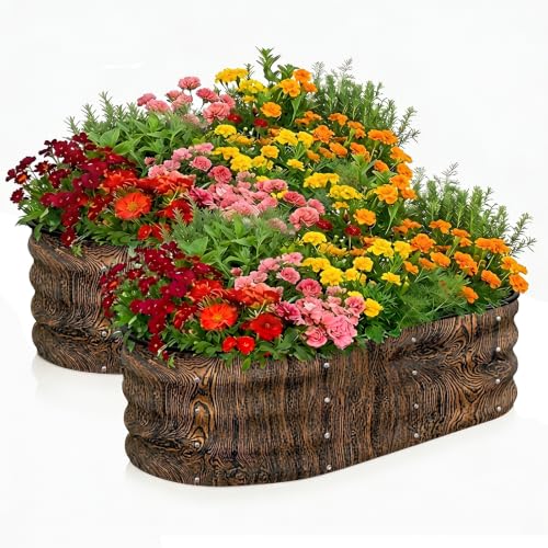 Galvanized Raised Garden Bed Outdoor 4x2x1 ft 2 Pack Oval Brown - color: Brown 2 Pcs, size: 4 x 2 x 1 ft