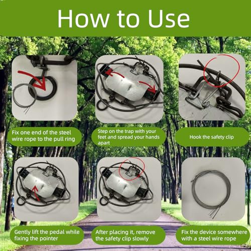 2 Pack Humane Small Animal Spring Cage Trap, Reusable Easy Setup Trap for Farms, Yards and Gardens for Groundhogs, Moles, Squirrels, Possums (7in-Galvanized)