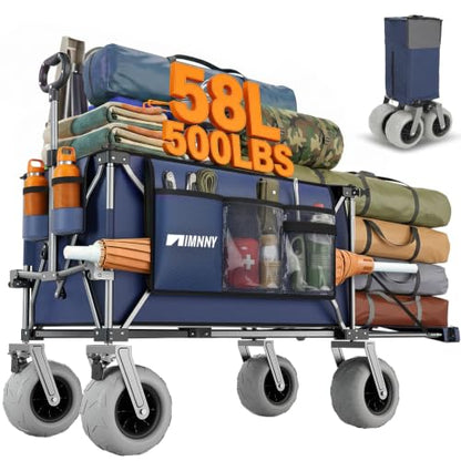 Heavy Duty Beach Wagon with 58" Expandable Tailgate, 300L, for Sand - color: 9"blue
