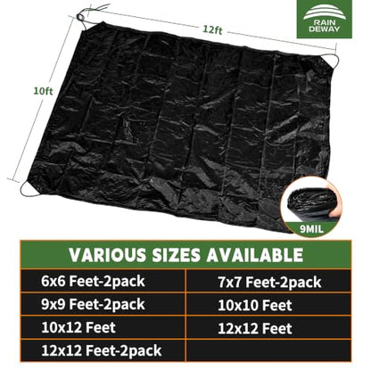 RAINDEWAY Drawstring Tarps 10x12 Feet Black Waterproof Leaf Tarp - size: 10x12 Feet(pack of 1)
