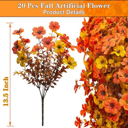 Grunyia 20 Bundles Artificial Outdoors Flowers (Yellow Orange) - color: Yellow Orange