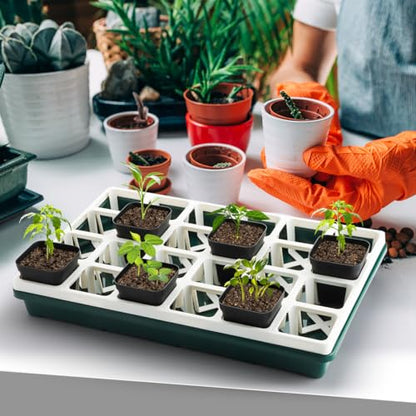 RooTrimmer 5 Pack Seed Starter Trays (17"x11"x2"), Plastic Flat Nursery Pots Trays, Durable Carrying Seedling Starter Tray, Reusable Tray for Planting and Collecting Drainage Water (Green) - color: Green, size: Holding Trays-5P